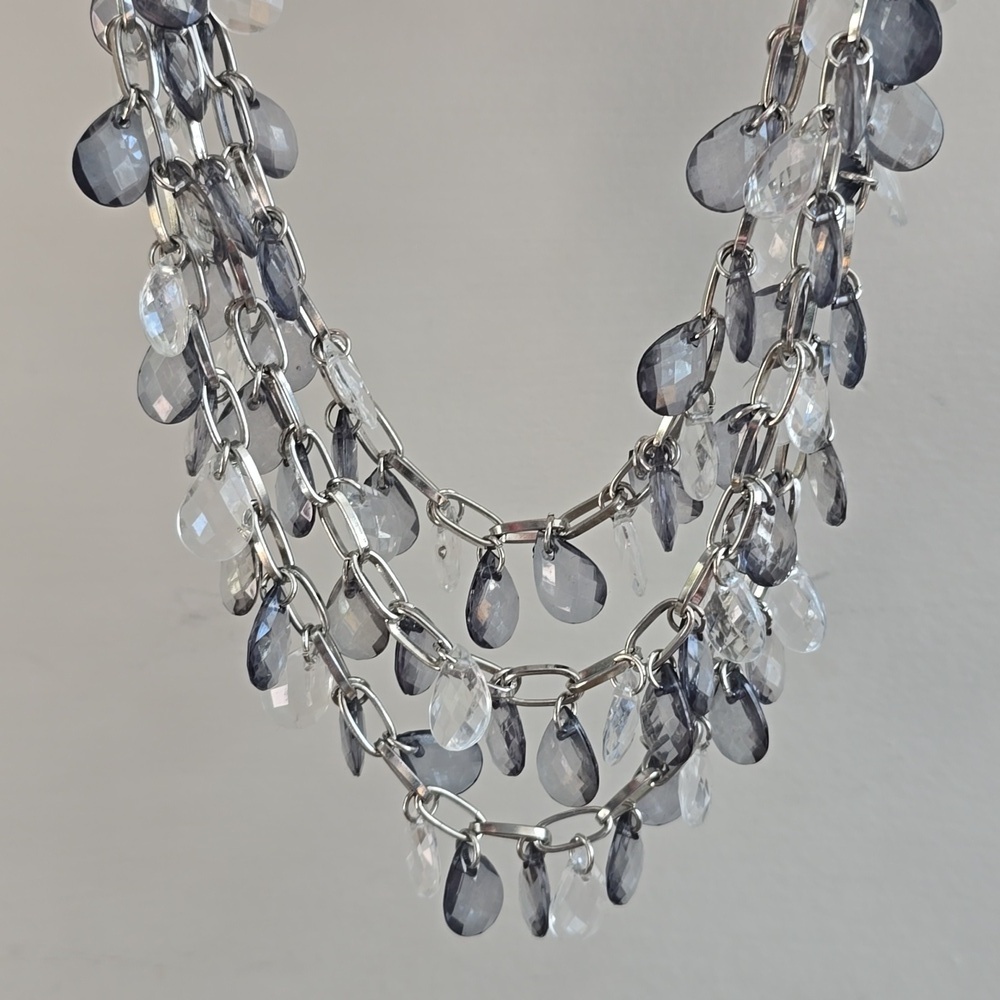 Cookie Lee Necklace Elegant Silver and Gray Multi-Layer